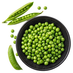 green peas in black bowl