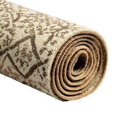 Elegant Beige Carpet with Rhombus and Floral Pattern for Interior Design Inspiration