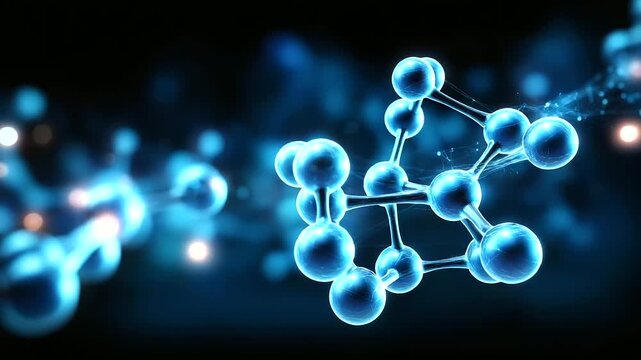 Atom molecule structure, abstract medical concept, science generated display, molecular bonding visualization, chemistry research representation, biological science illustration, t