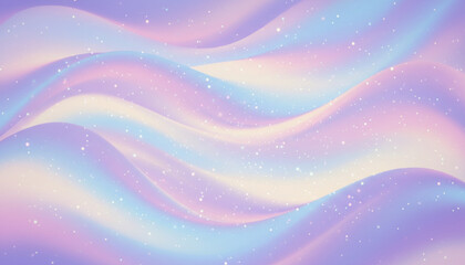 Obraz premium キラキラしたグレインノイズの幻想的なウェーブ模様のグラデーション背景