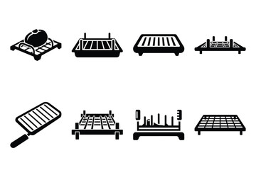 Naklejka premium Set of Minimalist black roasting rack kitchen tool silhouette icon set