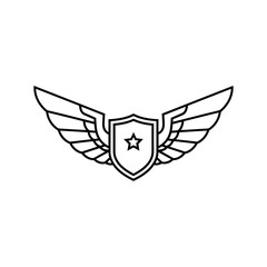 Obraz premium Aviation emblem featuring symbolic wings and a shield representing protection and skill