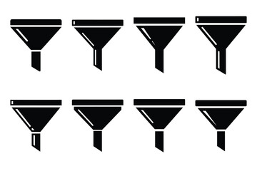 Set of Minimalist black spice funnel kitchen tool silhouette icon set