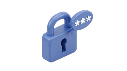 Blue Padlock with Password Bubble - Security Concept