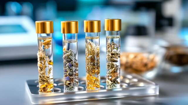 Plant extracts tubes, pipette chemical background, botanical analysis display, natural compound extraction, herbal research focus, organic chemistry study, laboratory investigation