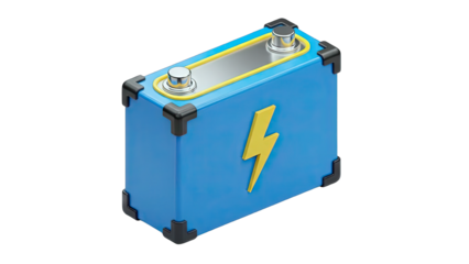 Blue Power Box with Lightning Bolt Symbol