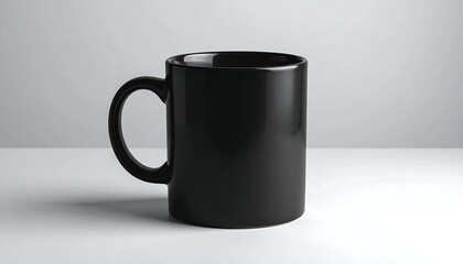 Black Mug Isolated on White Background.