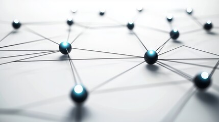 Abstract representation of company network, glowing nodes and lines, minimal white background, no text