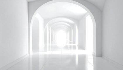 Bright White Archway Corridor Leading to Light.