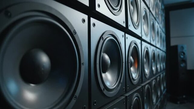 Impressive Array of Studio Speakers Creating Immersive Sound Environment and Listening Experience