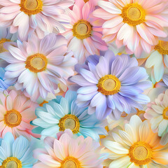 Fototapeta premium A colorful daisies flower background, shimmering with soft glowing light, perfect as a vibrant and radiant mobile wallpaper.