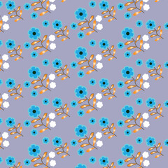 A seamless bluebell bloom repeating patttern.Suitable for textile print,home decor,fabric for clothing,wallpaper,packaging,crafts,gift wrap,digital background,web,and bohomian style projects.