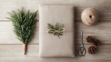 Creative gift wrapping with natural elements and simple tools for the holidays