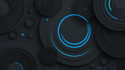 futuristic blue black futuristic  technology theme minimal geometric layer background with neon light glow 