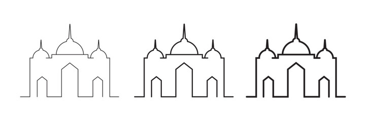 Mosque Outline Icons  Islamic Architecture Vector Set