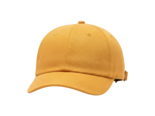 Isolated stylish yellow cap with adjustable strap ready for branding, a headwear accessory