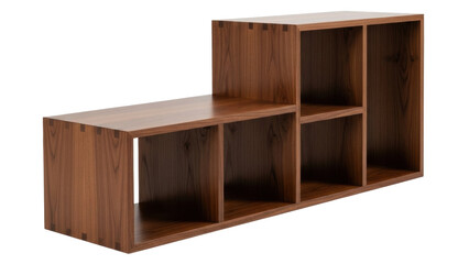 Isolated wooden cube shelf unit, compact furniture for interior storage solutions, no clutter