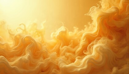 Fototapeta premium Yellow smoke plumes swirl and drift creating abstract patterns. Soft light illuminates fluid forms. Wispy textures blend in bright, airy shapes.