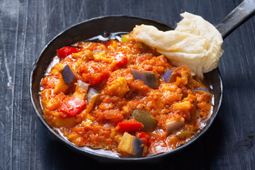 rustic eggplant ragu in tomato sauce