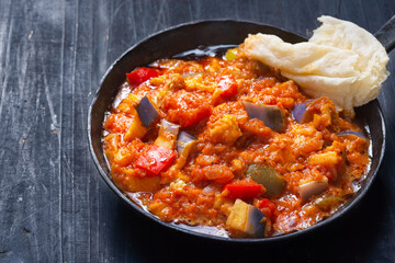 rustic eggplant ragu in tomato sauce