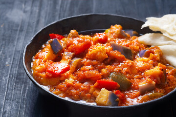 rustic eggplant ragu in tomato sauce