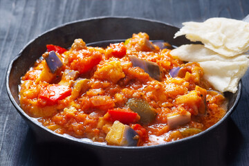 rustic eggplant ragu in tomato sauce