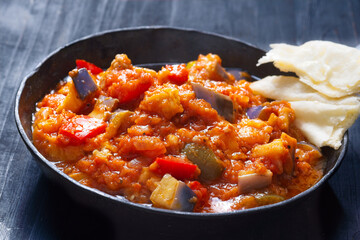 rustic eggplant ragu in tomato sauce