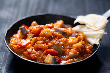 rustic eggplant ragu in tomato sauce