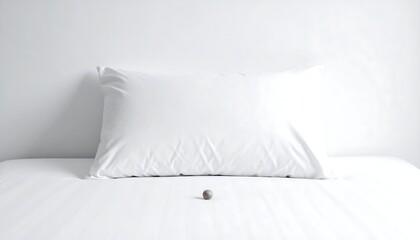 Minimalist White Pillow on Bed.