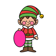 Elf With 2D Shape Cartoon Illustration, Cute Elf Holding Shapes Clipart | Christmas Math Clipart Elements