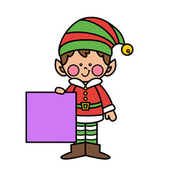 Elf With 2D Shape Cartoon Illustration, Cute Elf Holding Shapes Clipart | Christmas Math Clipart Elements