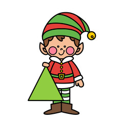 Elf With 2D Shape Cartoon Illustration, Cute Elf Holding Shapes Clipart | Christmas Math Clipart Elements