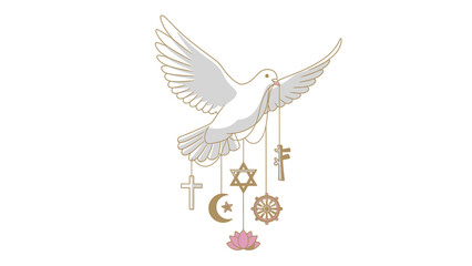 Obraz premium Dove Carrying Faith Symbols
