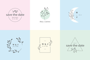 Elegant pastel wedding monograms for invitations and decor