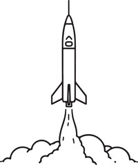 Obraz premium missile War, Military and Warfare Hand-drawn Sketch Drawing Vector Illustration, Line Linear Symbol Engraving Coloring Book, Black and White Isolated