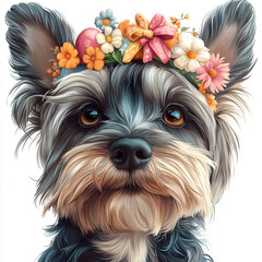 yorkshire terrier puppy on white background