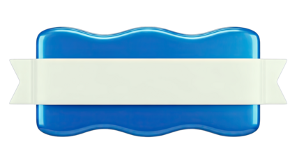 Blue Badge with Ribbon - Isolated on White Background