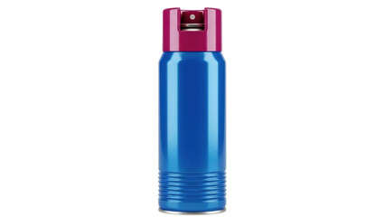 Isolated blue spray can with red spray head for personal care in studio shot product photography