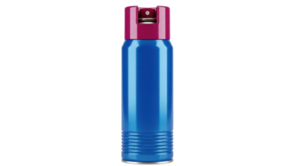 Isolated blue spray can with red spray head for personal care in studio shot product photography