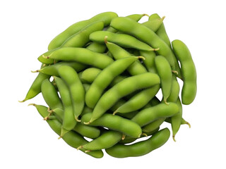 Isolated Pile of Green Edamame Pods Ready for Snacking as Healthy Vegetarian Food