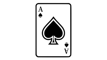 Vector illustration of playing cards, isolated on white background, clean minimal style, high contrast lines, ace of spades, crisp edges, professional stock image