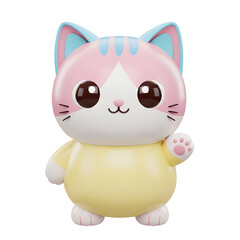 Naklejka premium Adorable Cute Cat Mascot in Soft 3D Style –white background Artwork