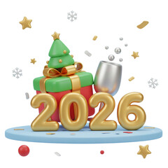 Fototapeta premium simple 3d happy new year 2026 icon no background