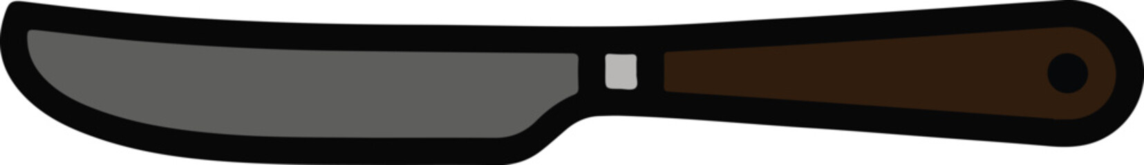 Silver blade knife vector with brown handle for kitchenware and culinary tools icon isolated