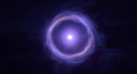 Obraz premium Abstract blue background with light particles: Space science design and energy glow of a distant planet or star in the universe at night