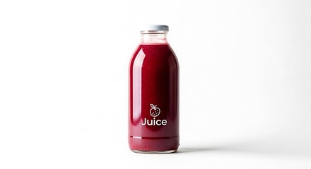 Healthy Red Juice Bottle on White Background