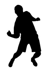 Silhouette of man celebrating victory or dancing. Vector illustration