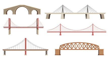 Obraz premium Vector Illustration of Various Bridge Designs for Engineering Projects