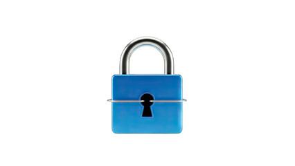 Blue Padlock Isolated on White Background