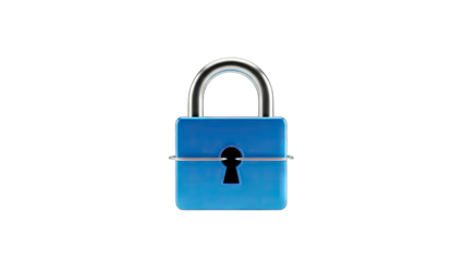 Blue Padlock Isolated on White Background